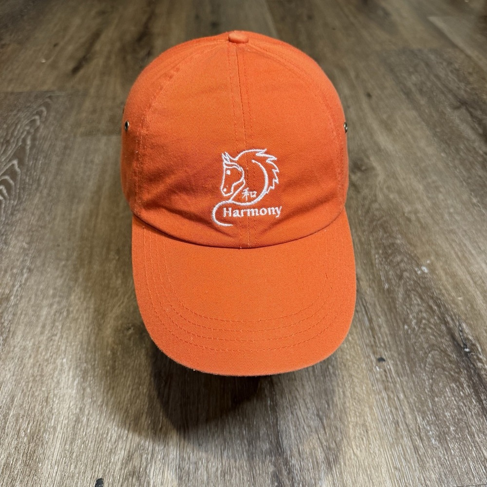 Wa 和 Harmony Japanese Hat Orange White‎ Adj Strap Dad Cap Horse Mustang Art